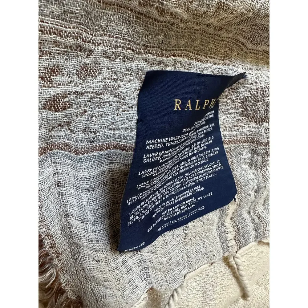 Ralph Lauren Marylebone Randle Cream Throw Blanket linen cotton cream paisley